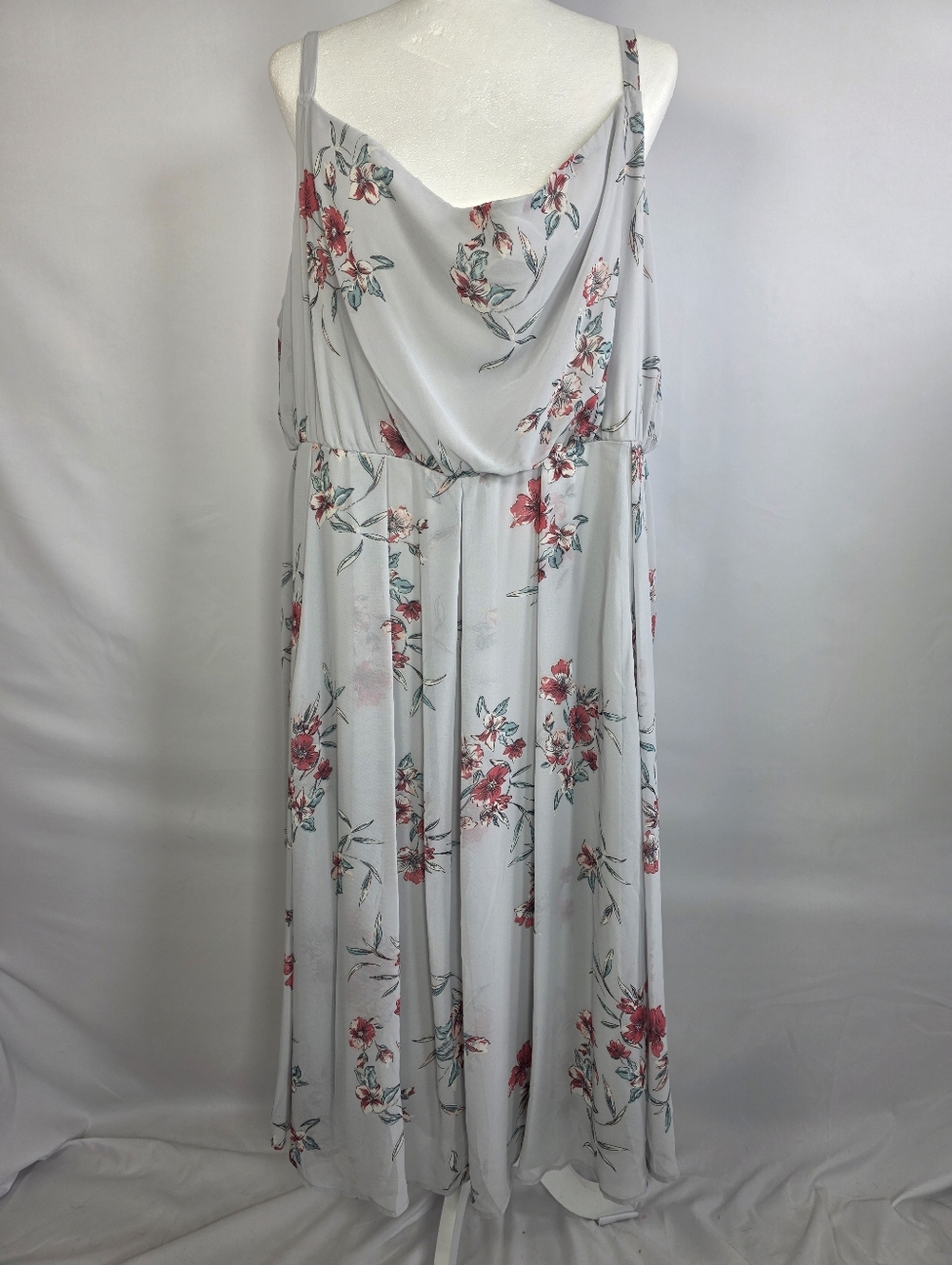 Torrid Gray Floral Maxi Dress Size 3X Boho Cowl Neck Sleeveless Flowy Spring Sum
